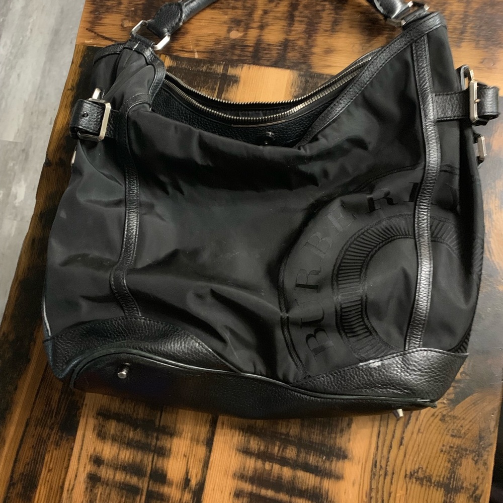 Burberry leather trimmed bag